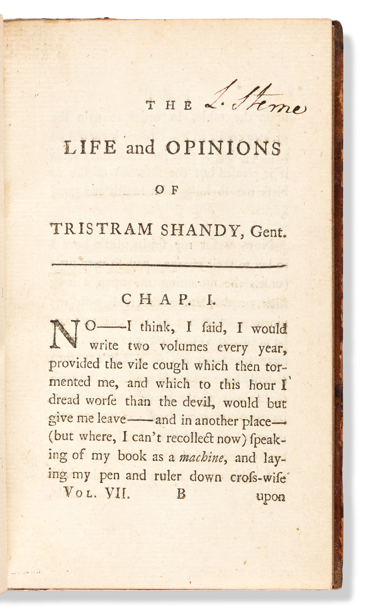 Sterne, Laurence (1713-1768) The Life and Opinions of Tristram Shandy, Gentleman.